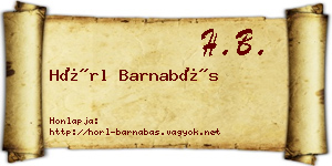 Hörl Barnabás névjegykártya