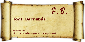 Hörl Barnabás névjegykártya